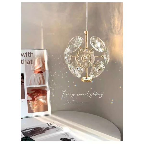 Modern Hotel Wedding Decor Crystal Hall Lamp With D120mm Light Source And 50000 Hours Lifespan Round Crystal Flower Pendant Light