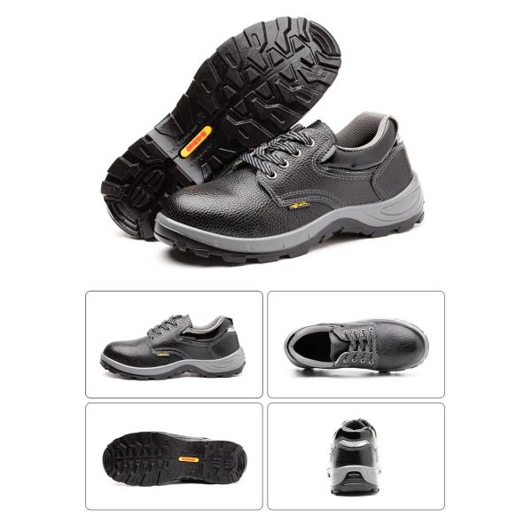 Microfiber Industrial Safety Shoes Iron Toe Black Pu Boots Unisex