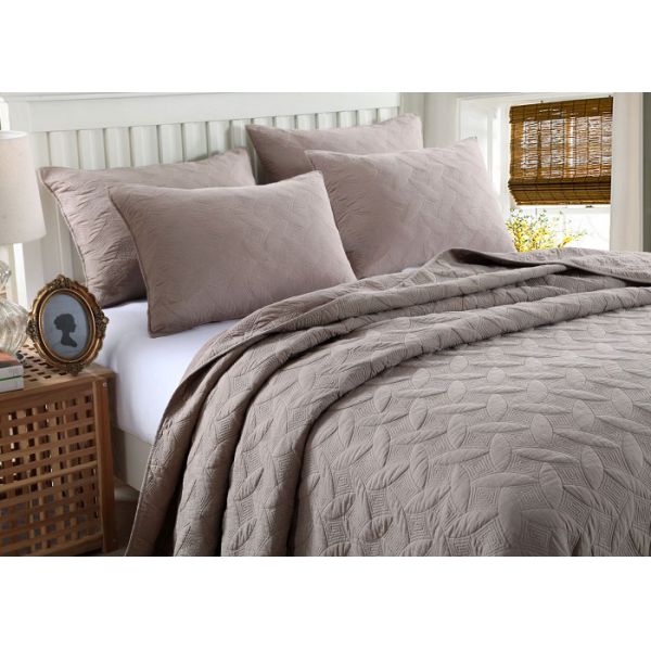 Cotton Embroidered Dye Full Size Quilts And Shams 3 Pcs Color Customized