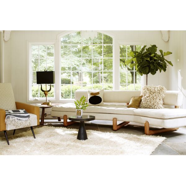 Velvet Or Linen Modern Classic Sofa With Solid Mahogany Legs , White