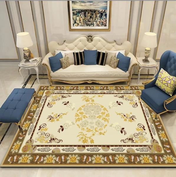 Chinese Style Ancient Classic Crystal Velvet Floor Carpets For Sofa Living Room