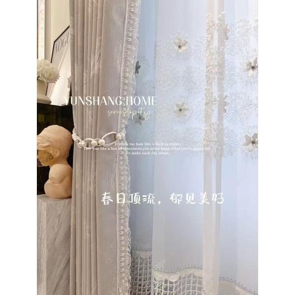 Hollowed White Cotton Lace Embroidery Muslin Curtains Blackout Window Hotels Hospitals