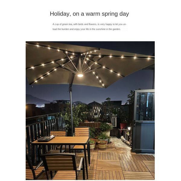 Outdoor Patio Umbrellas Garden Courtyard Parasol With LED Light And Customized Logo