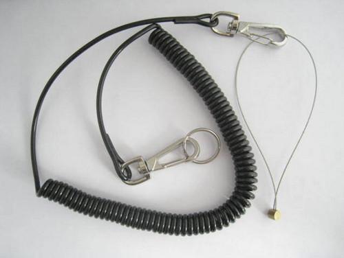 0.8 Steel Wire Inside Best PU Jacket Spring Coiled Protective Lanyard Tether w/Custom Logo Tag