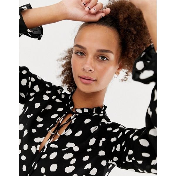 OEM new design long sleeve spot print mini smock dress for girls