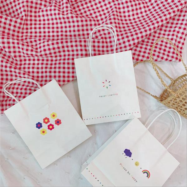 Sacos de papel recicláveis da impressão feita sob encomenda com teste padrão de flor dos punhos