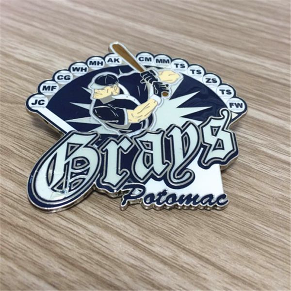 Vintage Potomac Grays Baseball Hard Enamel Pin – Batter Graphic & Team Member Initials Badge
