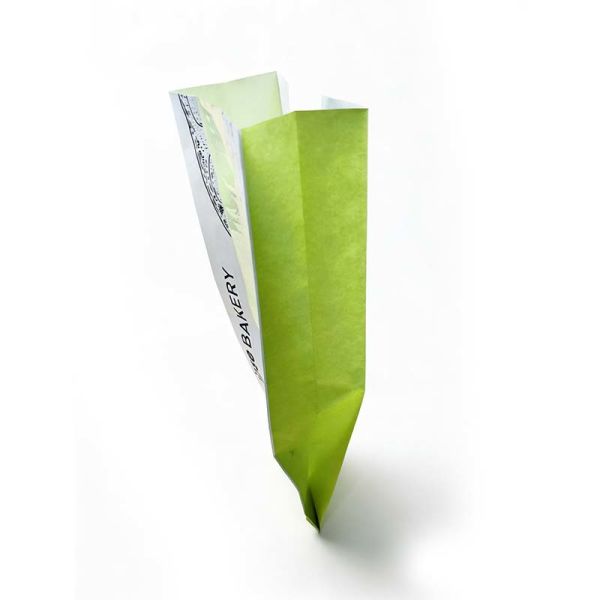 Green Flat Bottom Paper Bag Micro Perforated Breathable Bread Bags Customized With Window