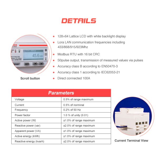White EM415-Mod-WL Single Phase Lorawan Energy Meter with Digital Display