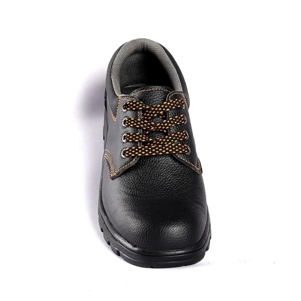 Black Embossed Cow Leather Slip Puncture Resistance Steel Insole PU Sole Safety Shoes