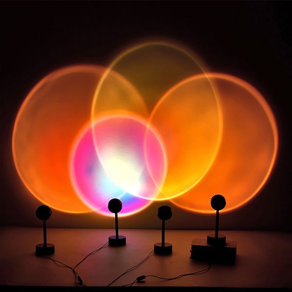 Rainbow Sunset Projector Atmosphere Night Light Coffee Shop Projection Lights Children Bedroom Cute Night sunset project