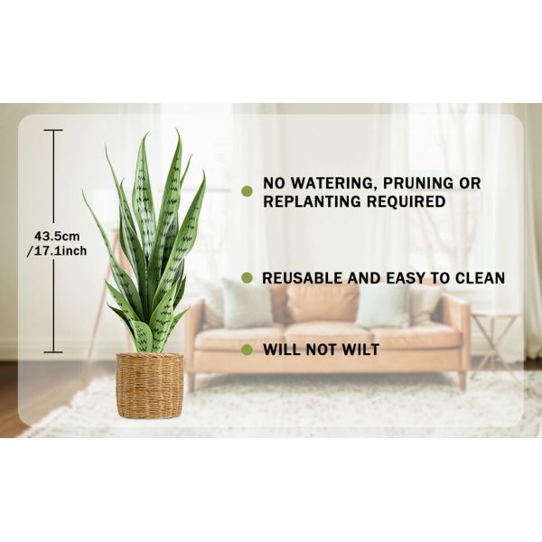 Artificial Snake Plant 26 inches Fake Sansevieria Artificial Potted Plants for Indoor and Outdoor, Home, Office