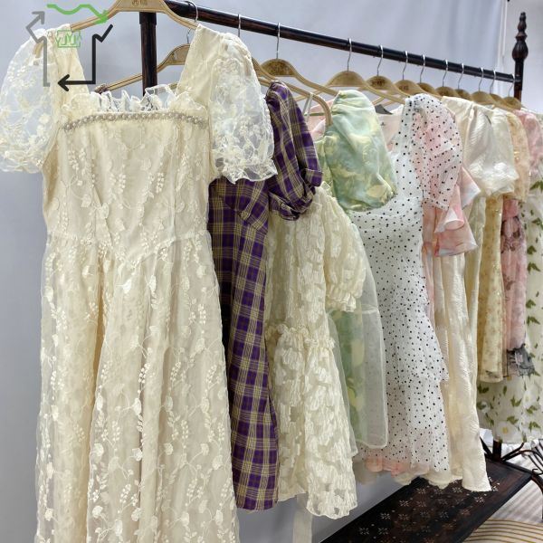 Wholesale Second Hand Girl's Dress Used Fashion Ladies Short Dress Summer Bluk Bales