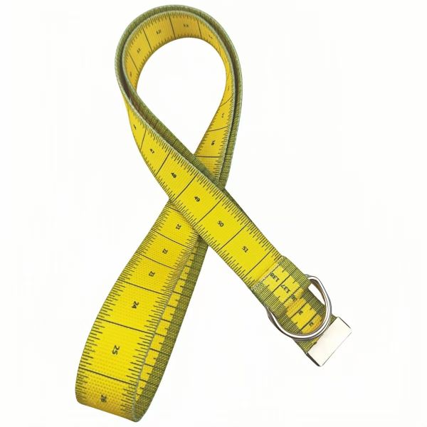 Double-sided printed tape measure belt, scale tool ruler, soft tape, alloy double-ring buckle, quirky trendy belt