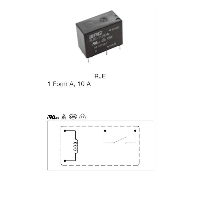 SPST 10A класс 12 вольт изоляция RJE - реле держателя PCB 112DM