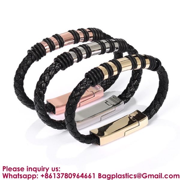 USB C To USB C Short Charging Cable 7.9in Portable Fashion Fast Bracelet Charger Wrist Data Transfer Cord For IOS Huawei Samsung Galaxy LG Android