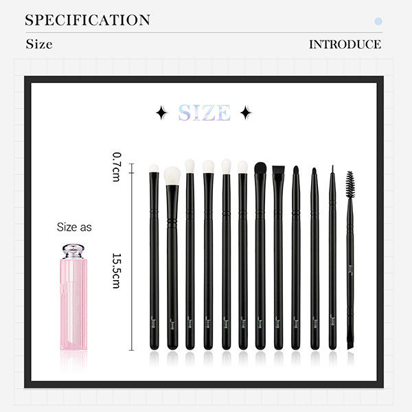 Mixed Hair Black 12pcs Jessup Makeup Brushes Set