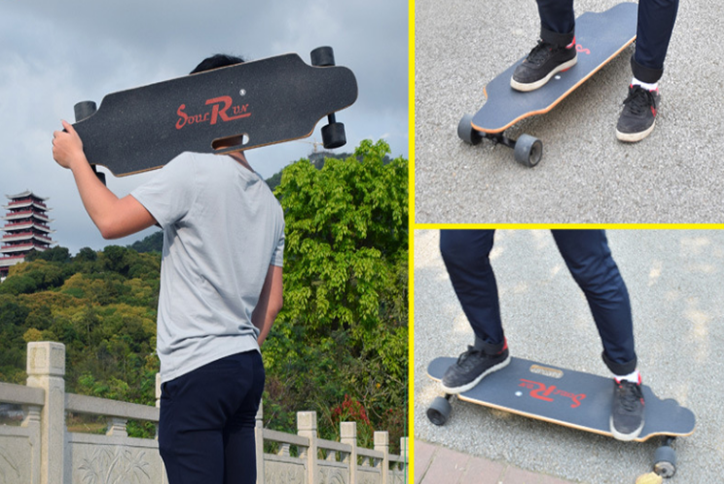 970mm Deck Size Portable Electric Skateboard 600W*2 Watt Lithium Ion Battery