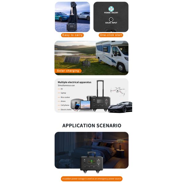 Leakage Protection Portable Solar Battery Charging Station 2.3KWH 3.3KW For Fast Charging
