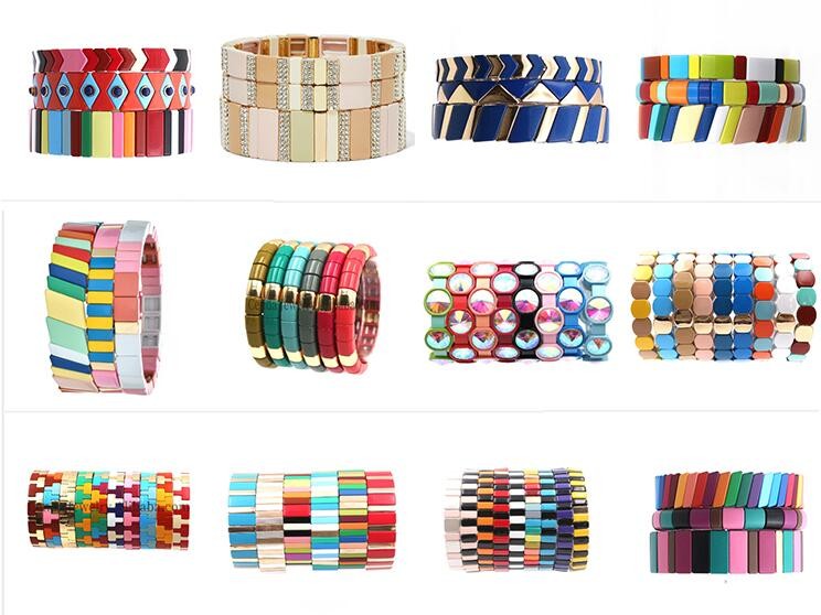 Браслет Handmade эмали простирания кафельный, браслеты шарика диаманта Кристл радуги