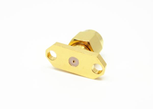 Straight 2 holes Flange Mount Gold Plated SMA Connector Male