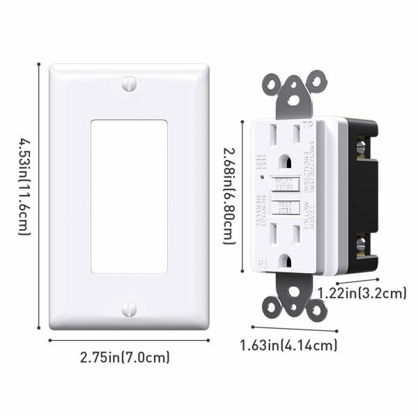 Weather Resistant GFCI Wall Outlets 125V 60Hz Self Ground Outlet For Electrical Safety And Efficiency