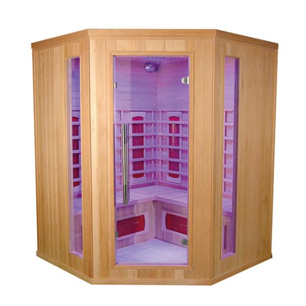 Household 3 Person Corner Sauna Red Cedar Wood Custom Home Sauna