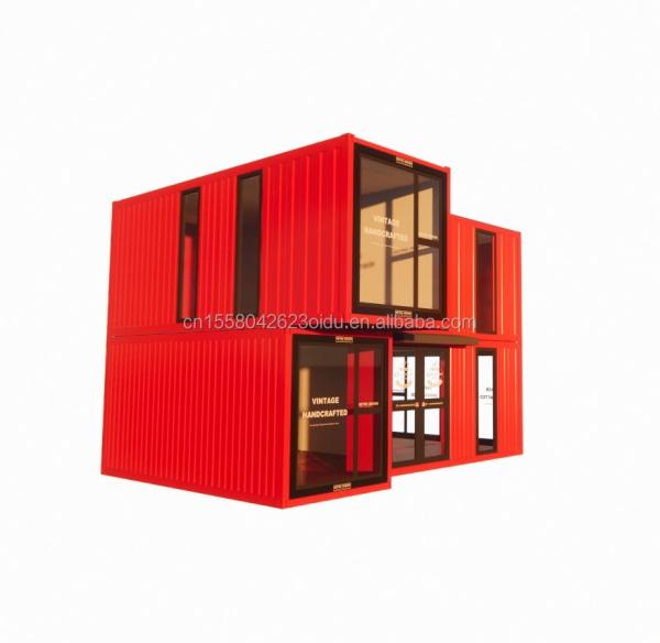 s Modern Double-Story Glass Walls Container House using 50/75/100mm Wave Sandwich Panel Detachable Collapsible Steel Van for Office
