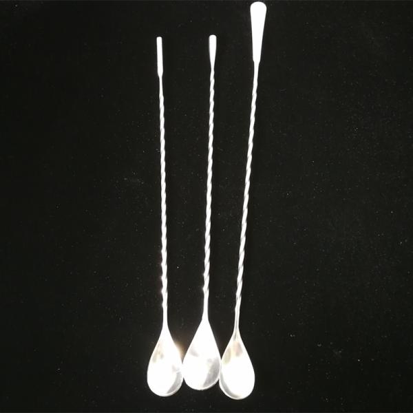 Durable Stainless Steel Mixing Spoon Spiral Pattern Bar Coffee Cocktail Shaker Spoons