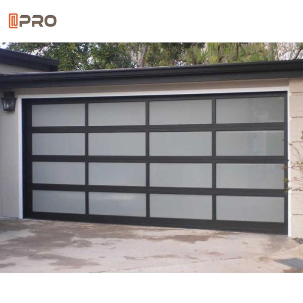 6063 Clear Glass Garage Door With Motor Checkered Anodised Smart Opener Aluminum Springs