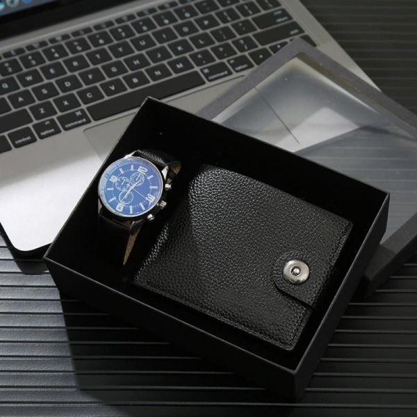 OEM Wallet And Watch Set For Him Alloy And Leather Material Multiapplication