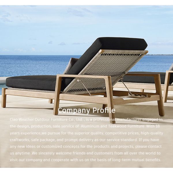 Outdoor Pool Teak Sun Lounge Chair Modern Design for Hotel Restaurant Banquet Home and Coffee