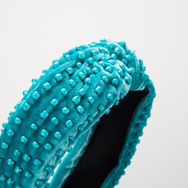 Velvet Handmade Beaded Headband Knot Wide Brim Hair Band