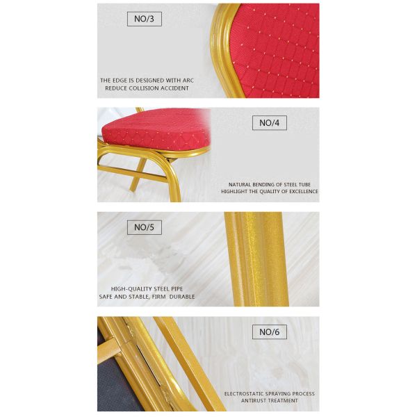 Metal Banquet Restaurant Chairs With Anti Skid Wear Resistant Food Pads