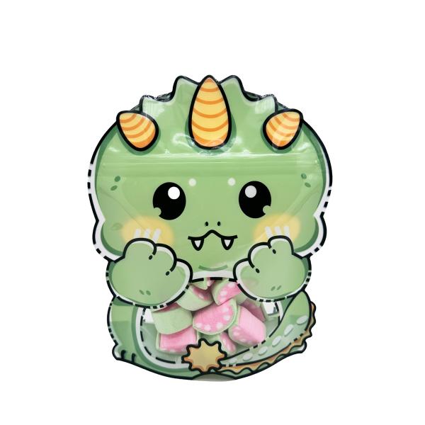 Custom Dinosaur Dragon Shape Cut Stand Up Resealable Bags with Window and Zipper for Food Storage Packaging