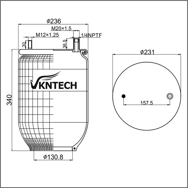 Мембраны TRL230M2 весны воздуха подвеса OEM резиновые заменяют VKNTECH 1K2206