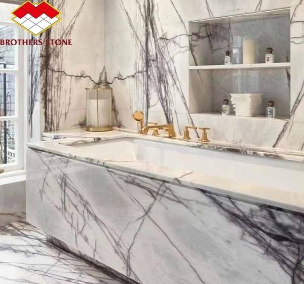 Polished Fragrant Snow Plum Stone Marble Bathtub Cut-to-Size for Living Room Hotel