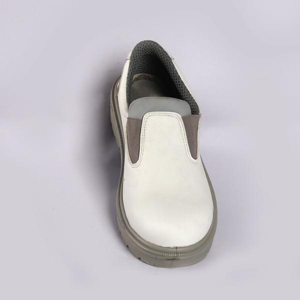 Embossed Leather  Brand Safety Shoes White Upper Slip Resistant Worker Men Action PU Outsole