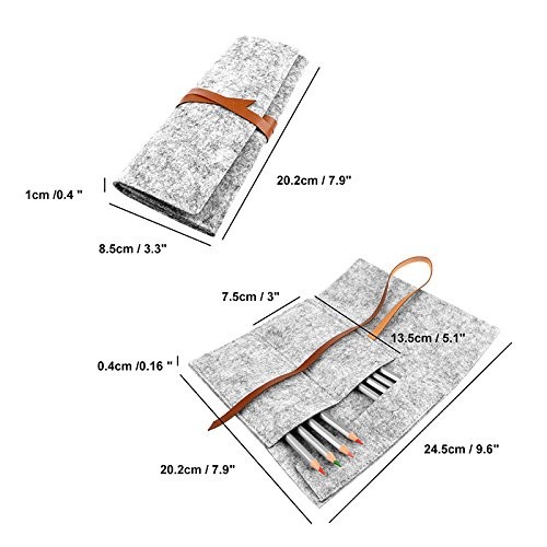 Bundle Felt Pencil Wrap Case , Wool Felt Fabric Pencil Case Cosmetic Bag