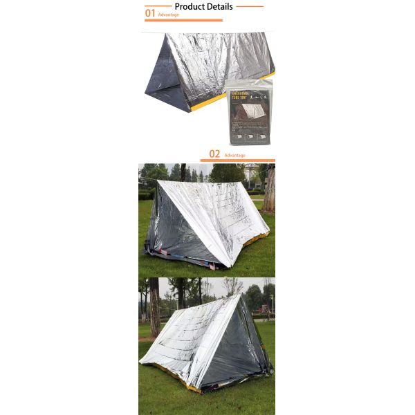2-Person Emergency Survival Tent Water Safety Life Tent Shelter with Tube Tent & Tarp for Emergency Use