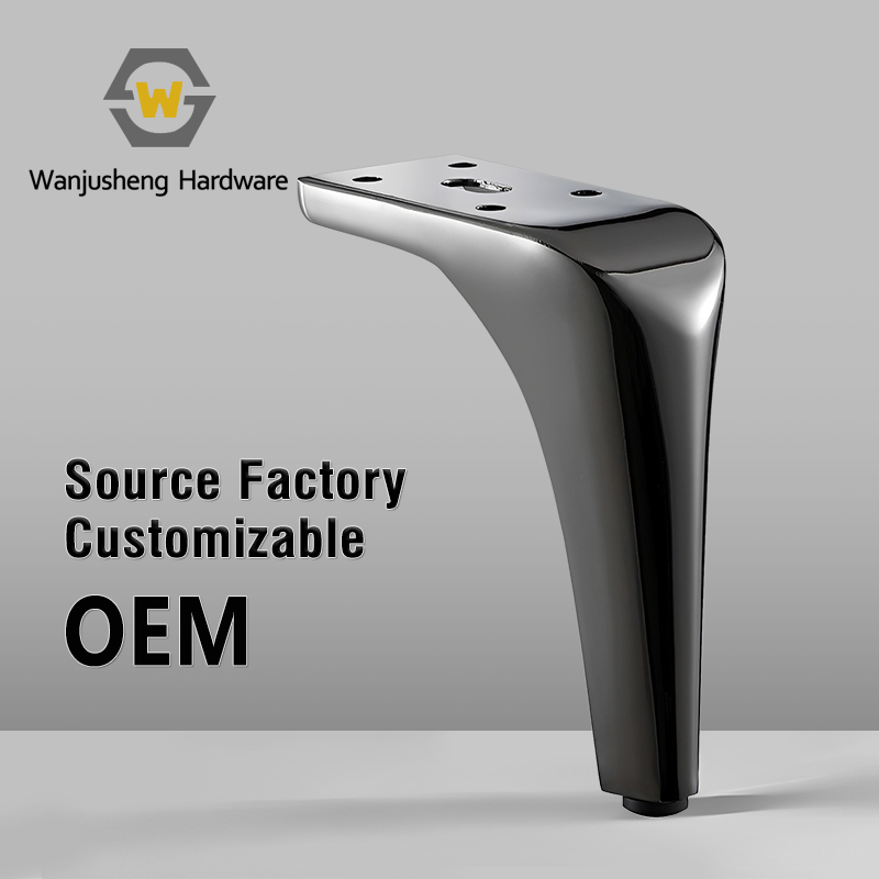 Mirror Gun Black L-Shaped Sofa Legs Cabinet Support Legs Table Feet Coffee Table Furniture Leg Fittings with Heightening Pads