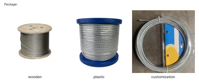 Hot Dipped Galvanized/ Ungalvanized Zinc Plated PVC Coated Steel Cable Fiber Core Steel Core Steel Wire Rope Rods