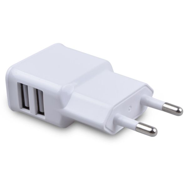 White Mobile Phone Dual USB Wall Charger Electric Plug Socket