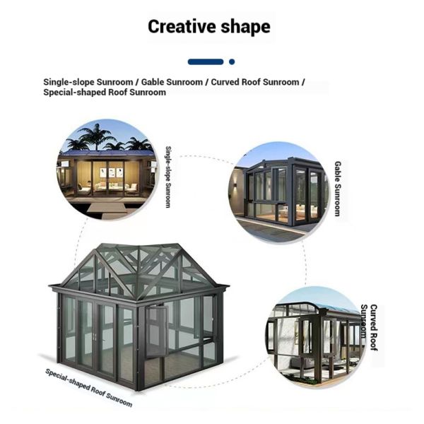 Customized Modern Glass Prefab Patio Aluminium Solarium Free Standing Sunroom for Four Seasons for Villa Residential Outdoor Use
