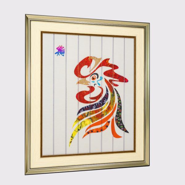 Chinese Zodiac Framed Art Twelve Animals Rooster Home Decor Ribbon Painting Decorative Wall Hangings Ready to Hang