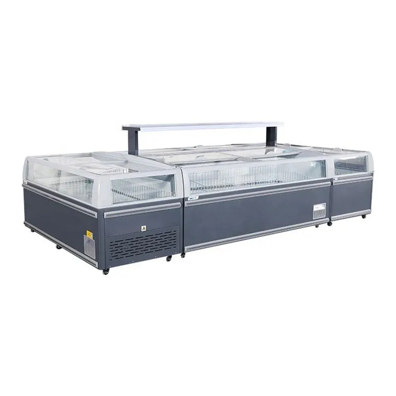 340W Combined Island Freezer Thermostat Commercial Refrigeration Equipment Double Doors