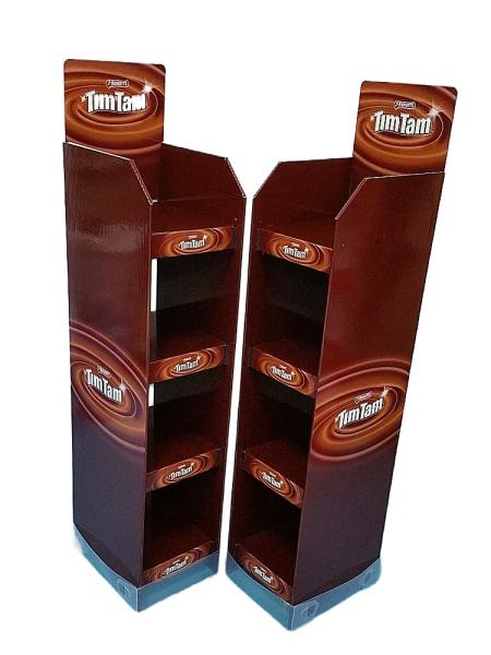 Lightweight Retail Shop Cardboard Floor Standing Display Units For Chocolate