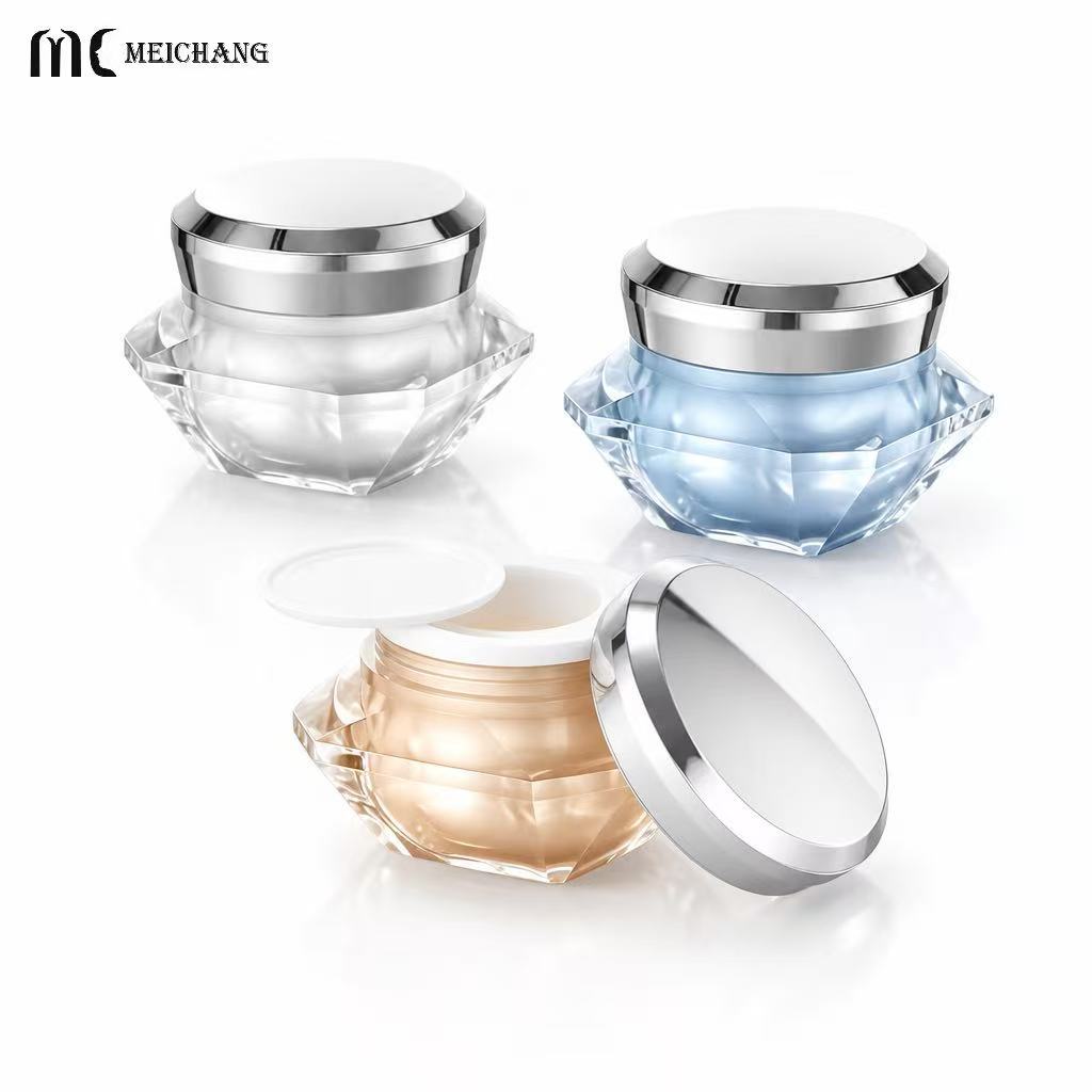 50g Double Wall Crystal Diamond Acrylic Cream Jar(MC-Y-571)