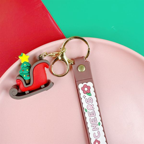 Милая рождественская силиконовая сумка подвеска ключевая цепь мягкая Kawaii автомобильная ключевая цепь заклинания для женщин мужчины рождественские подарки день рождения ребенка