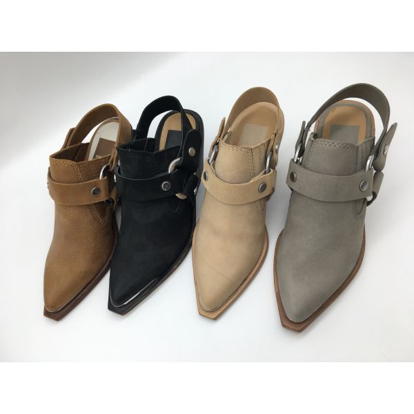 Two Tone Womens Leather Dress Shoes Soft Full Wrap Pointed Toe Wedge Shoes